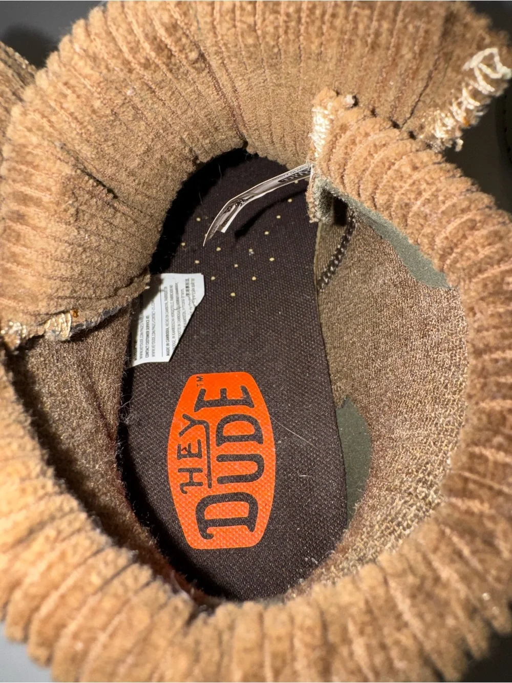 HEYDUDE 11 New Bradley Corduroy Olive Canvas Brown Leather Orange Laces Boots